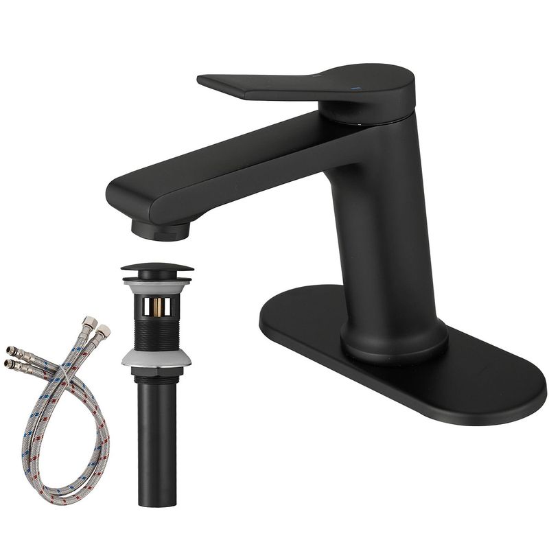 Single Hole Single-Handle Bathroom Faucet In Matte Black_voghion.com