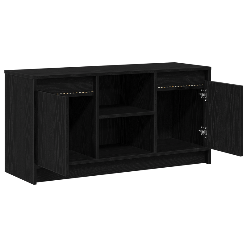 TV-Schrank mit LED-Lichtern in schwarzer Eiche, 100 x 34 x 50 cm, aus Holzwerkstoffen_voghion.com