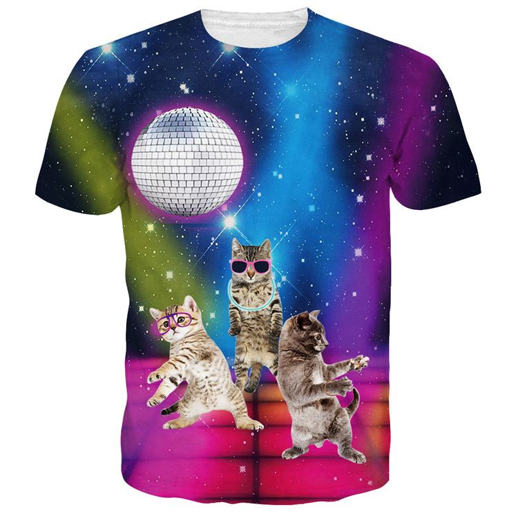 Unbeatable Quality 3D Digital Printed Cat Pet Short Sleeved Loose Casual Adult Men's T-shirt_voghion.com