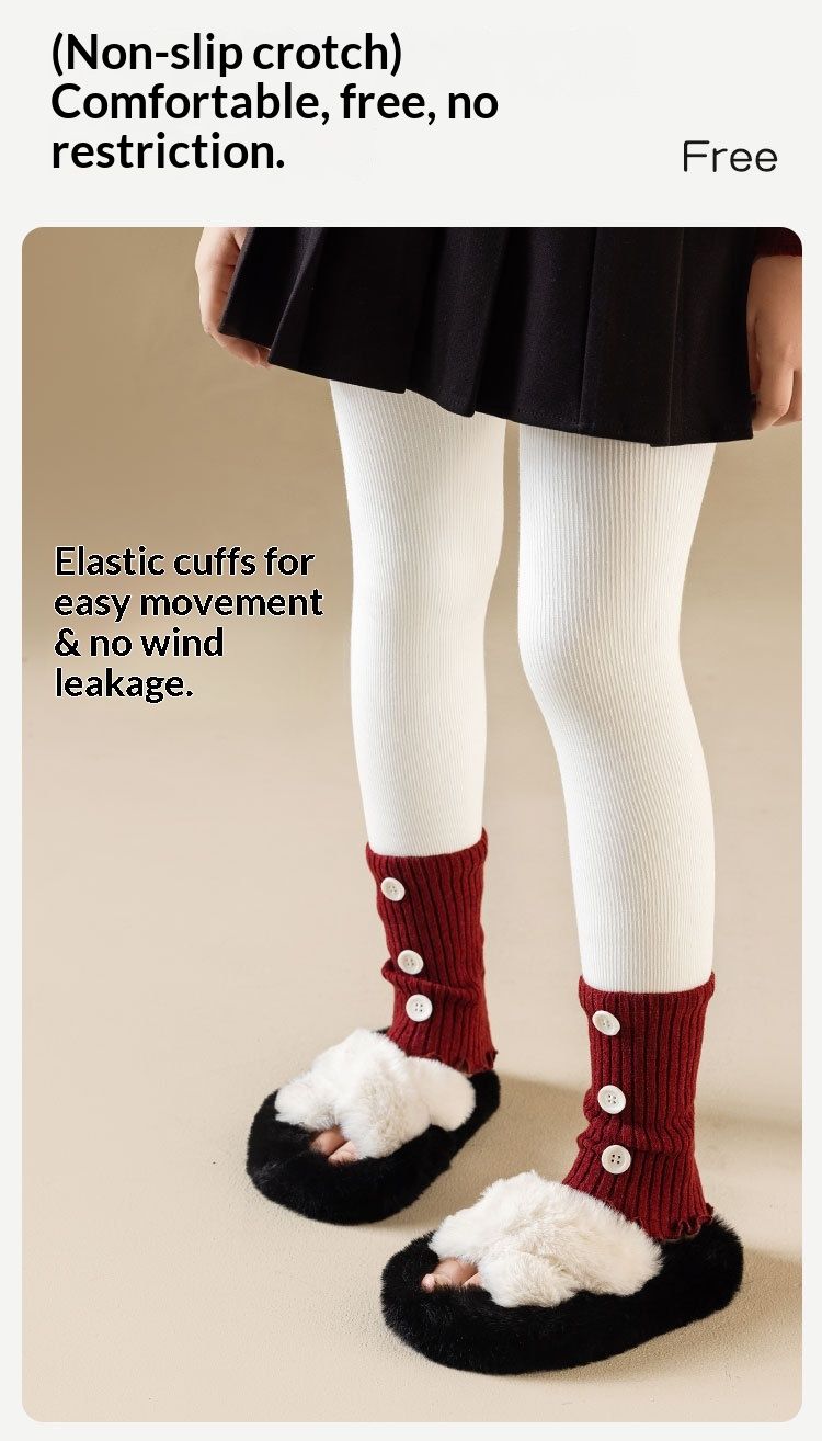 Voyage Fleece-Lined Thickened Leggings Autumn Winter Children's Patchwork Socks Dance Tights Baby Girls' Warm Pants_voghion.com