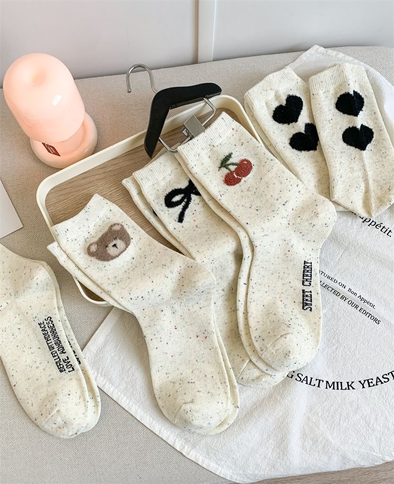 Women's & Men's Cotton Crew Socks With Bow Knots & Cute Animal Prints - Soft, Breathable & Comfortable For All Seasons Color Dot Socks_voghion.com