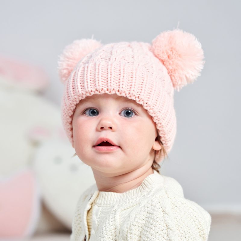 Hot Sale Hierscht Wanter Puppelchen Hutt fir Meedercher Beanie Bonnet Kanner Séiss Pompomen Strickmützen Solid Neigebueren Accessoiren Wärmer Saachen_voghion.com