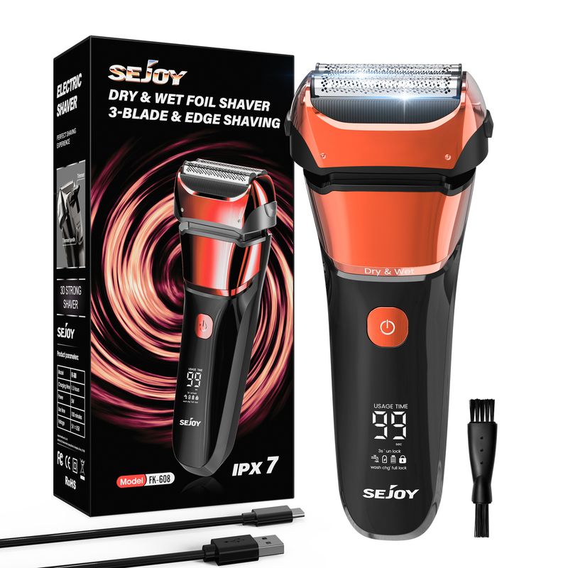 SEJOY Folienrasierer für Männer, Nass- und Trockenrasierer, kabellos, mit Pop-Up-Trimmer_voghion.com