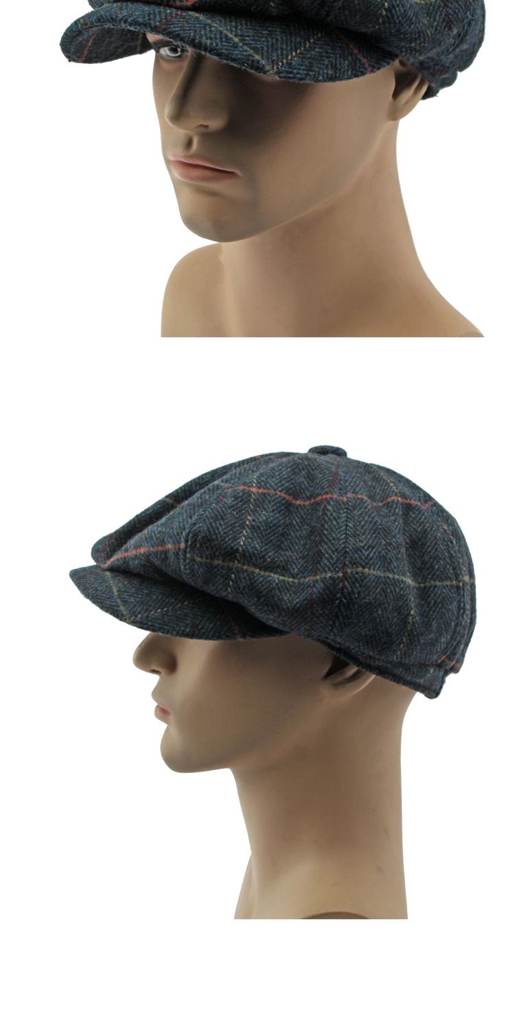 Cappello da strillone retrò britannico da uomo, autunno e inverno, classico, a quadri, da conducente, da pittore, da donna_voghion.com