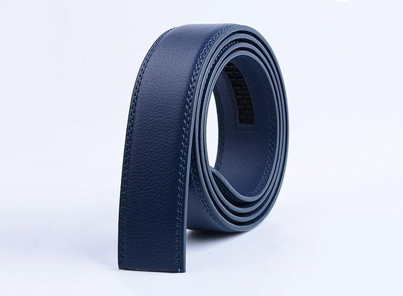 HOT HIDUP Hochwertiger Echtleder-Automatikgürtel für Herren in Blau, nur Riemen ohne Schnalle, 3,5 cm breit_voghion.com