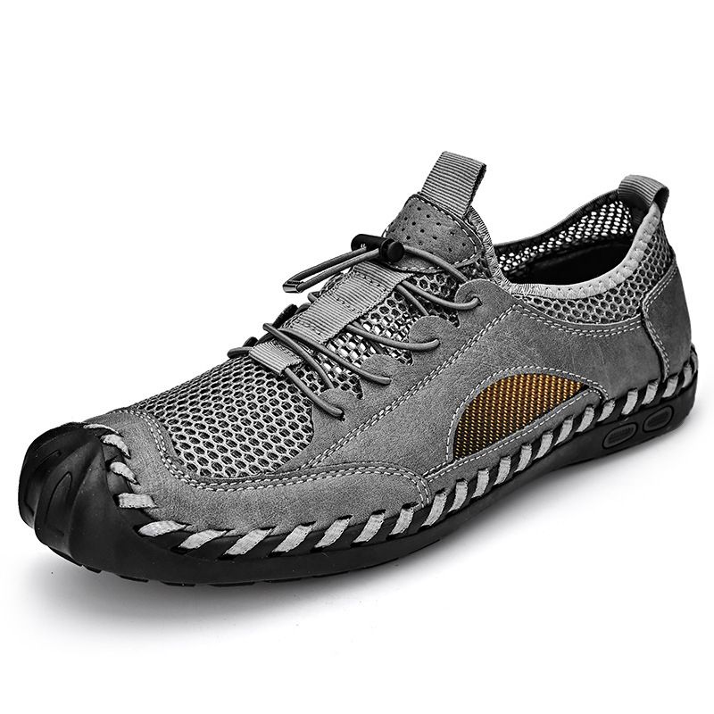 Unschlagbare Qualität American Tennis Herren Echtleder Sommer Atmungsaktiv Hohl Outdoor Freizeit Sport Wandern und Fluss Tracing Schuhe_voghion.com