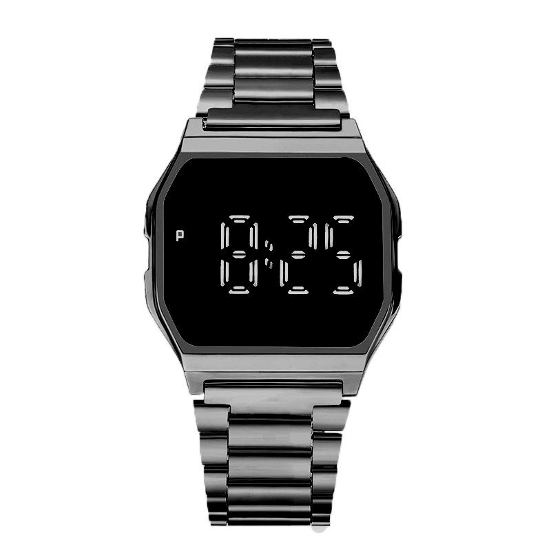 F91 Metalen stalen band LED vierkant mode elektronisch studentenhorloge voor dames en heren_voghion.com