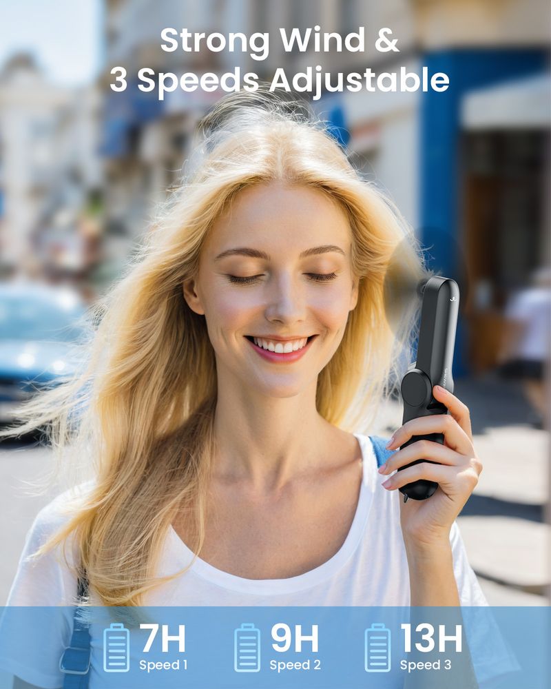 Handheld Fan Mini Desktop Can Be Used As A Power Bank Folding Outdoor Convenient Long Battery Life Cartoon Digital Display Fan_voghion.com
