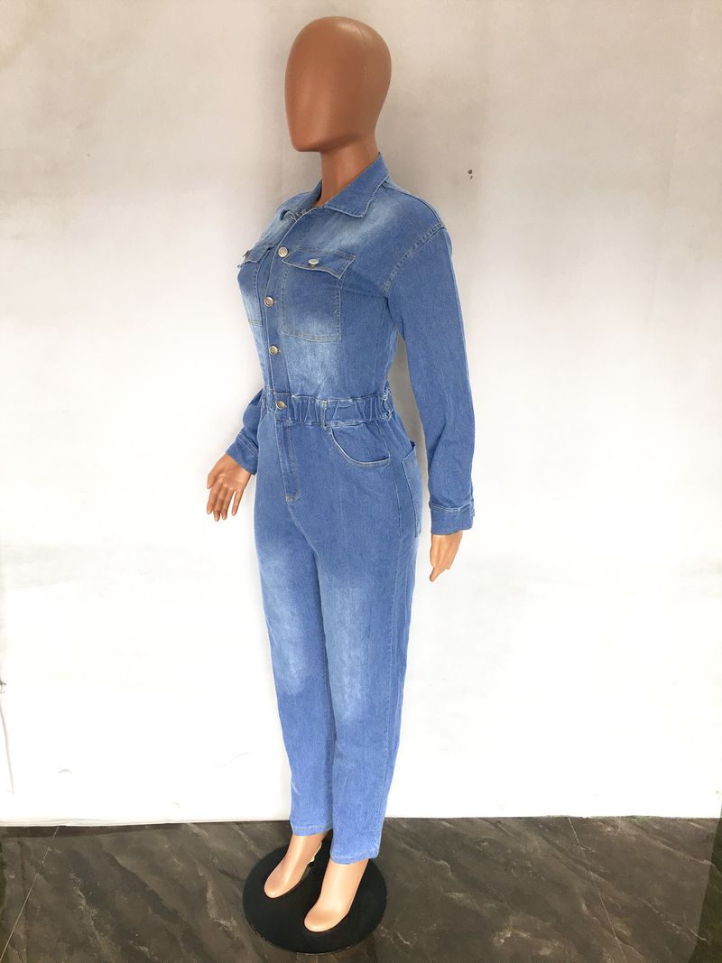 Γυναικεία ρούχα Hot Selling Jumpsuits για Γυναικείες Μακρυμάνικα Jumpsuit Τζιν_voghion.com