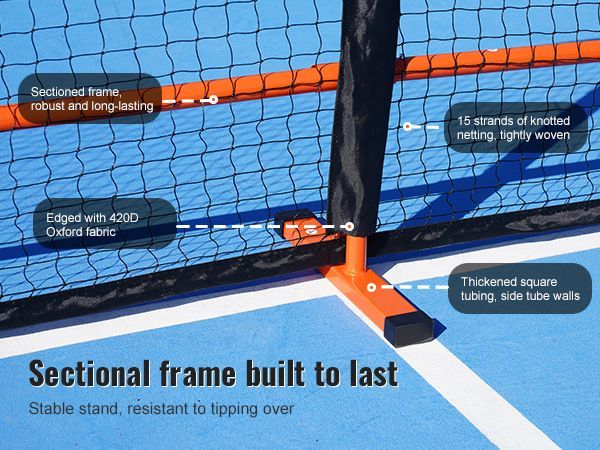 VEVOR Pickleball Net Set, 22FT Regulation Size Portable Pickleball System With Carrying Bag & Balls & Paddles, Weather Resistant Steady Metal Frame & Strong PE Net, For Outdoor Backyard Driveway_voghion.com