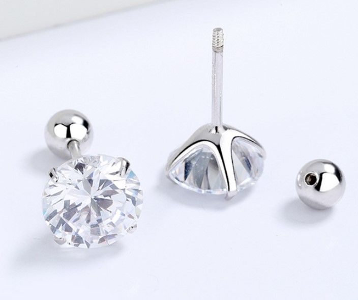 1 paio di orecchini a bottone in acciaio inossidabile con placcatura geometrica in stile semplice e zircone_voghion.com