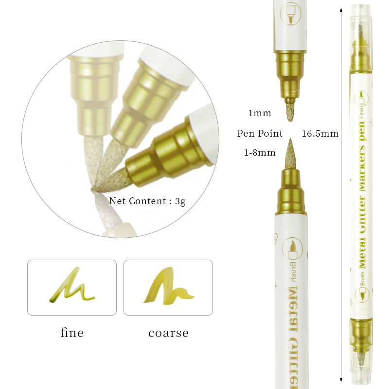 Penna per nail art in metallo a doppia testa - 3 in 1 per sfumare, delineare e punteggiare | Penna gel Easy-Color One-Step_voghion.com
