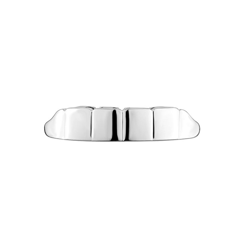 Griglie Hip Hop da uomo con finitura lucida a specchio, set di gioielli dentali a 6 denti in oro e argento - Stile geometrico per rapper e artisti, oro lucido a specchio_voghion.com