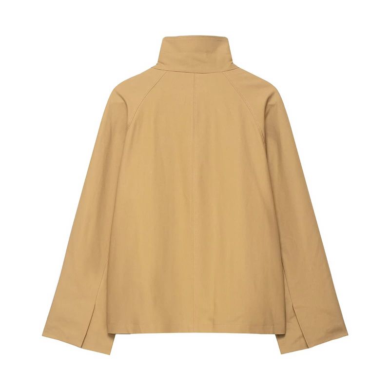 Women’s Oversized Trench Coat – Minimalist Short Jacket (Khaki, S-L, Polyester, Euro Streetwear)_voghion.com