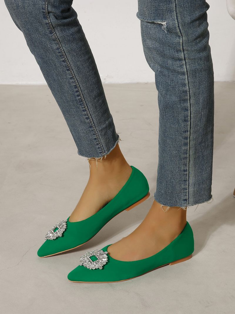 Schuhe mit flacher Sohle, flachem Mund, spitzer Spitze, quadratischer Strassschnalle, Mary Jane-Damenschuhe, Wildleder-Lazy-Schuhe im neuen Stil_voghion.com