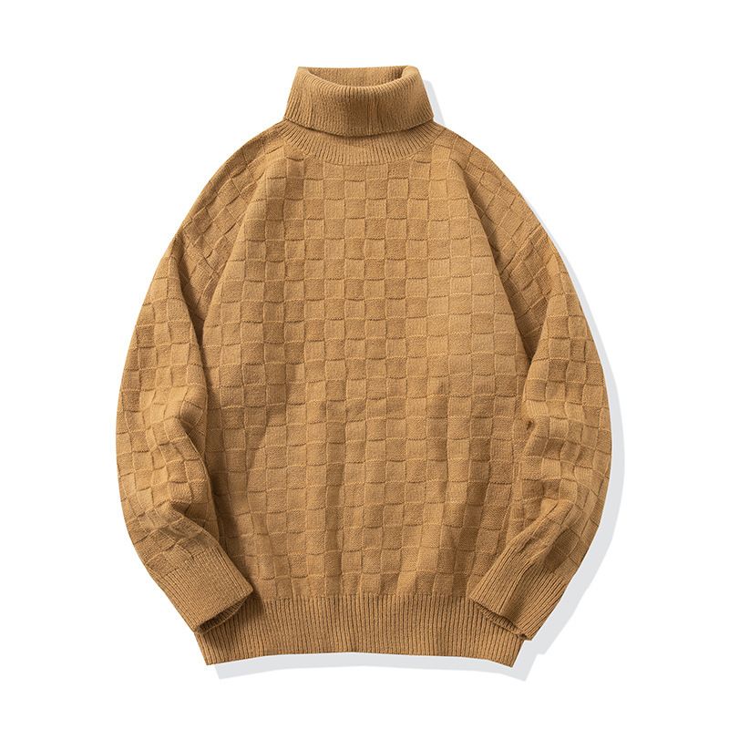 Men's Autumn/Winter New Collection Unisex Solid Color Waffle Couple Trendy Knitted Sweater_voghion.com