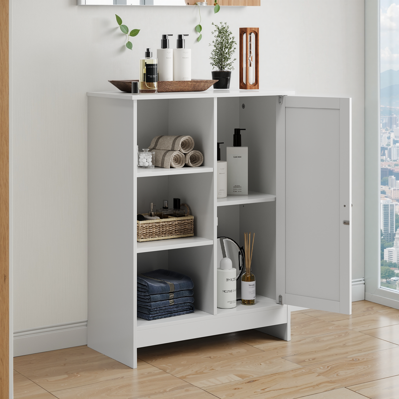 Badezimmerschrank Weiß 60x80cm con 1 Schrank, 3 Offenen Fächern_voghion.com