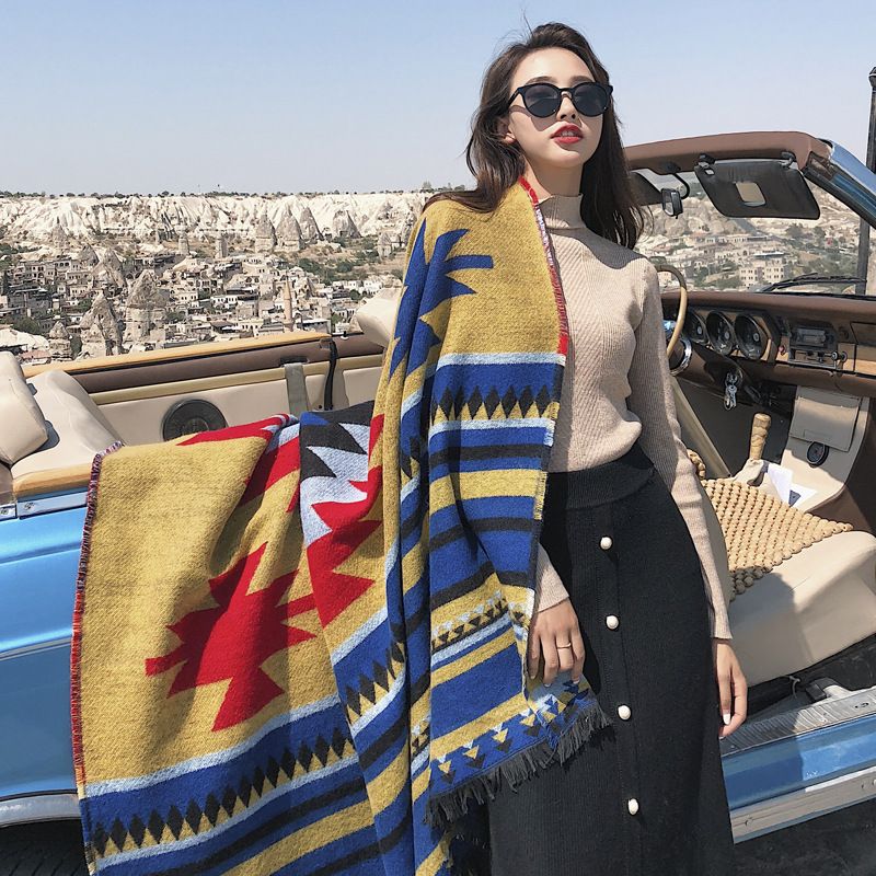 2025 Fall And Winter New Cashmere Oversized Shawl Thickened And Lengthened Plaid Scarf Women's Warm Dual-use Scarf_voghion.com