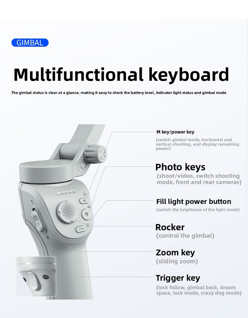 Trójosiowy stabilizator, stabilizator gimbala do telefonu komórkowego, uchwyt do śledzenia artefaktów AI Face Live Broadcast, stabilizator kija do selfie z funkcją antywstrząsową_voghion.com