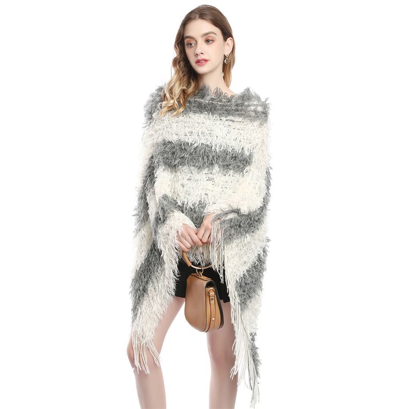 Autunno/Inverno 2023 Nuovo Grande Indossare Imitazione Cashmere Peluche Pullover Mantella Scialle Maglione Maglieria Moda Donna_voghion.com