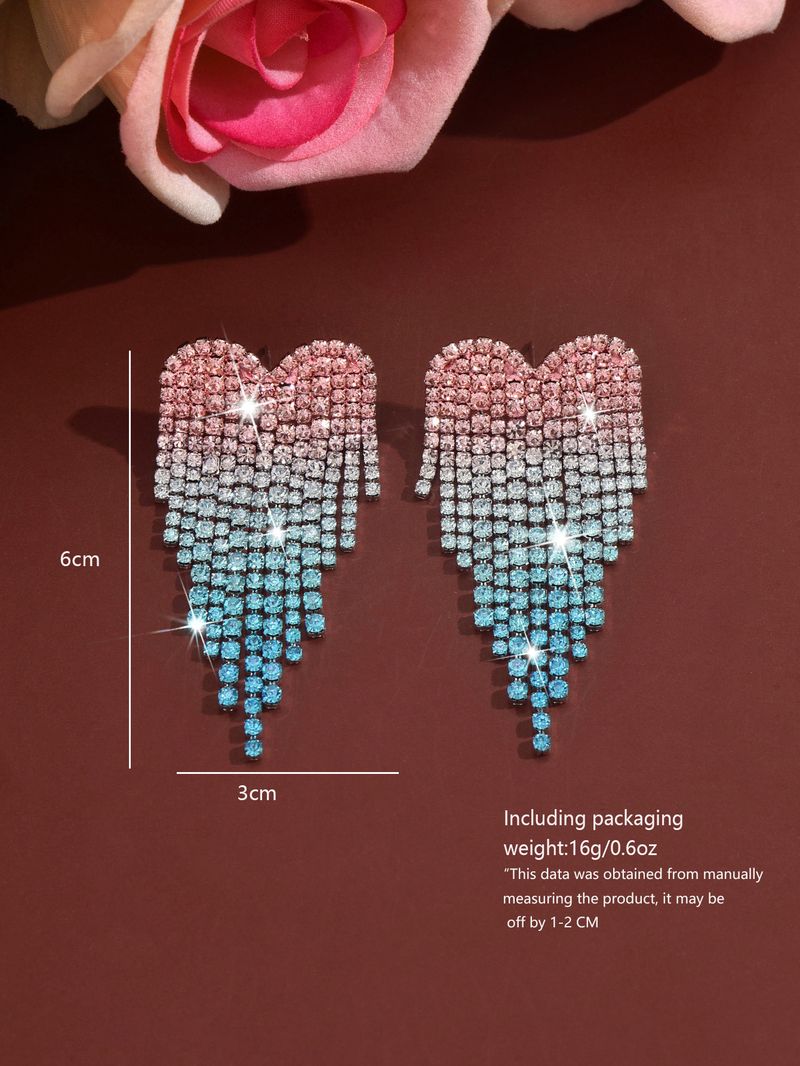 Orecchini unisex alla moda con diamanti, lunghi e nappe a forma di cuore, per le donne, temperamento acqua_voghion.com
