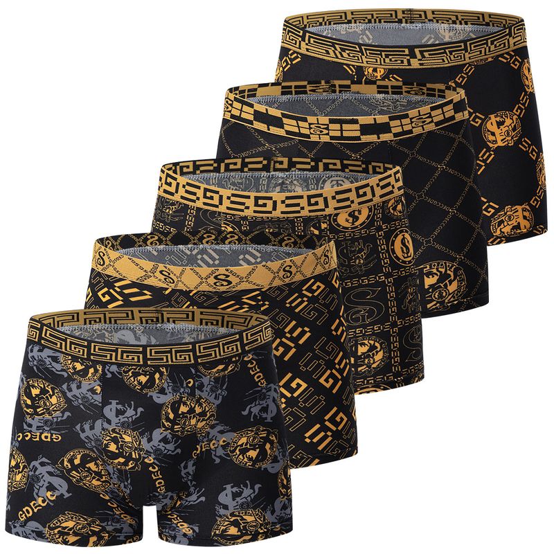 Overseas Platform 10-Pack Gold Men's Boxer Briefs Large Size Youth Printed Underwear_voghion.com