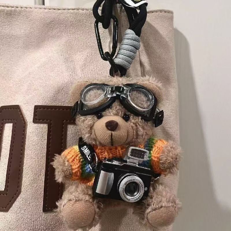Llaveros de peluche de oso ruborizado, colgante para bolso, muñeco creativo, bonito llavero de oso, regalo para pareja y novia._voghion.com