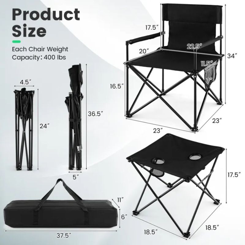 Table Chairs Camping Carrying Folding Outdoor With Set Bag And_voghion.com