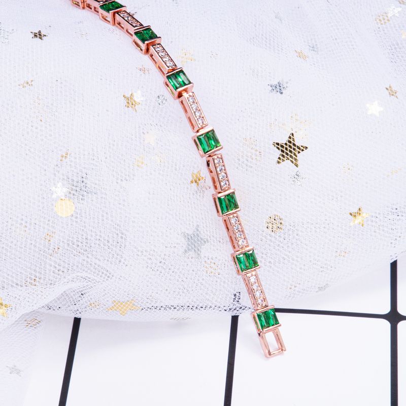 Women's Jewelry Geometric Square Gold Plated Copper Bracelet With AAA Multicolor Zirconia, Fashion Statement Piece For Daily Wear & Gifting_voghion.com