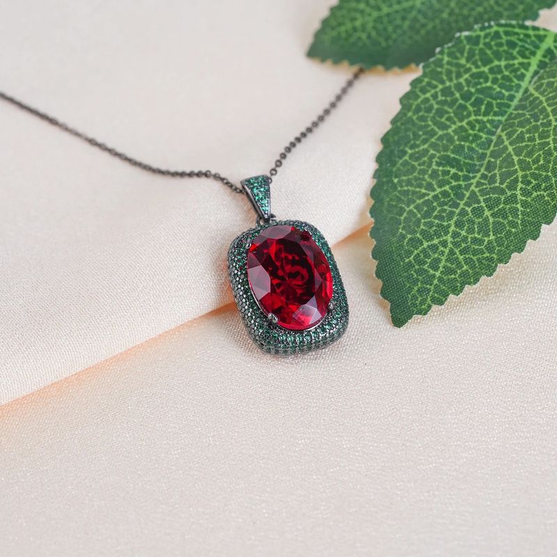 Schmuck aus reinem Naturstein, Perlen, neue Mode, Retro, vielseitig, elegant, hochwertig, Halskette, Rubin-Nischendesign, Anhänger, Choker, Trend, Großhandel_voghion.com