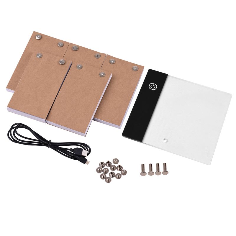300 Blatt Flip Book Kit Mini Light Pad LED Lightbox Tablet Design mit Loch Flipbook Papier Bindeschrauben zum Zeichnen_voghion.com