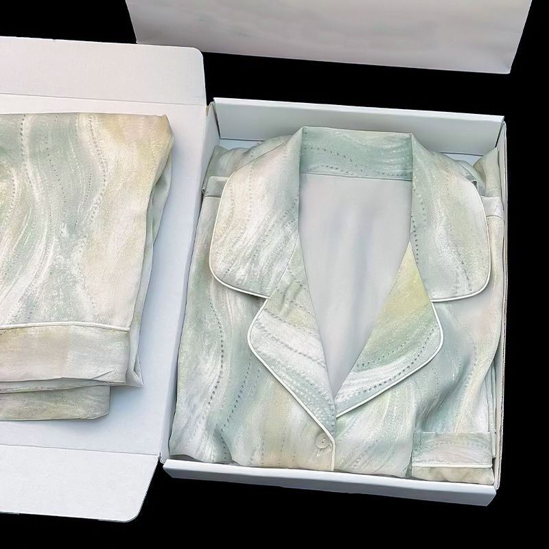2025 Neue High-End-Nachtwäsche: Langarm-Dünnversion für Damen im Frühling und Herbst, zweiteiliges Heimkleidungsset aus Seide_voghion.com