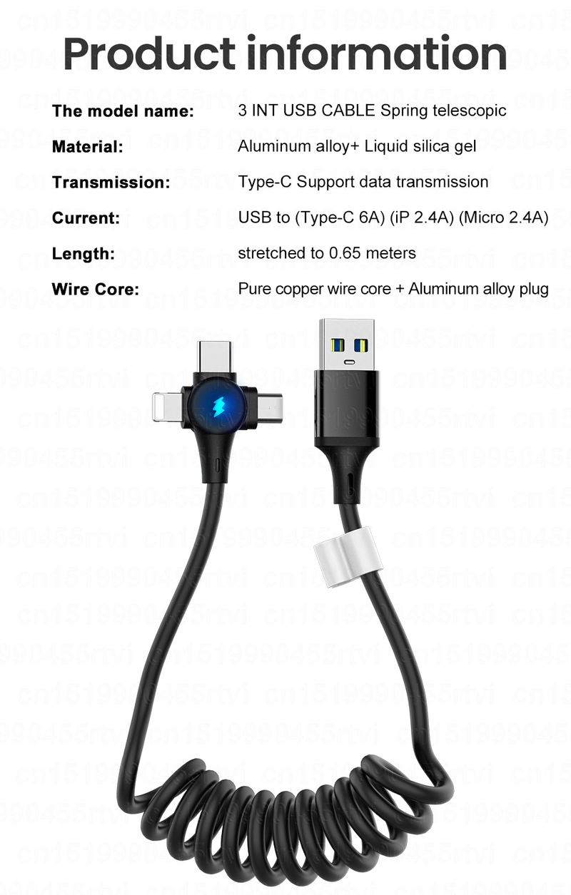 in 3 1 Retractable USB Cable 6A 66W For Huawei 3in1 2in1 Micro USB Type-C Fast Charger Data Cable Cord For iPh 2_voghion.com