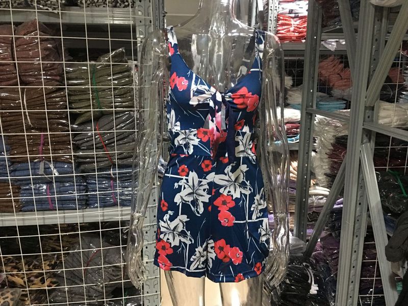 Suitable For All Seasons 2024 New Sexy Strap Chest Bow Tie Print Loose Jumpsuit Shorts_voghion.com