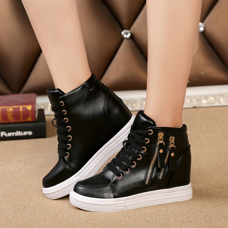 Γυναικεία αθλητικά παπούτσια με αντιολισθητικό πλέγμα, αναπνεύσιμα και ψηλοτάκουνα, μοντέρνα, με κρυφό τακούνι_voghion.com