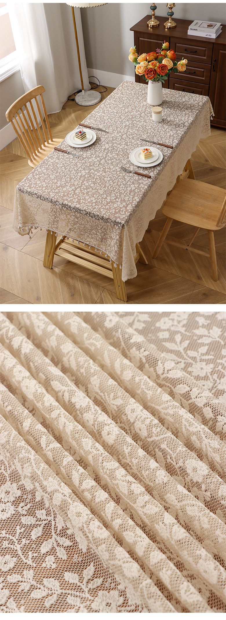 Kleine Blumenspitze Jacquard Tischdecke Französische Atmosphäre Tischmatte Hintergrundtuch Verschönern Dekoration Abdeckung_voghion.com