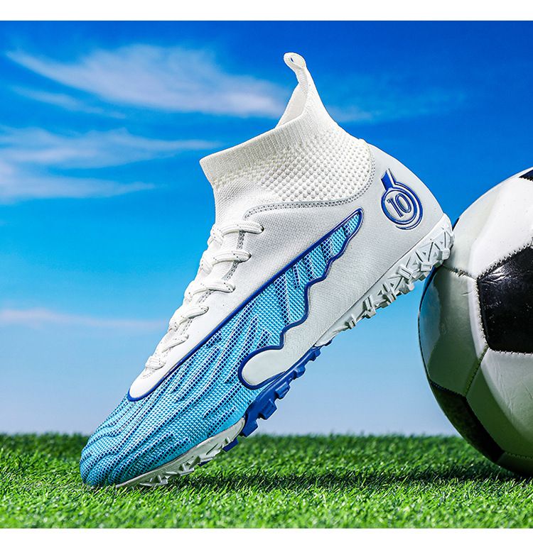 Large Size Football Shoes Men's High Top Junior Student Game Training Shoes Artificial Turf Nails_voghion.com
