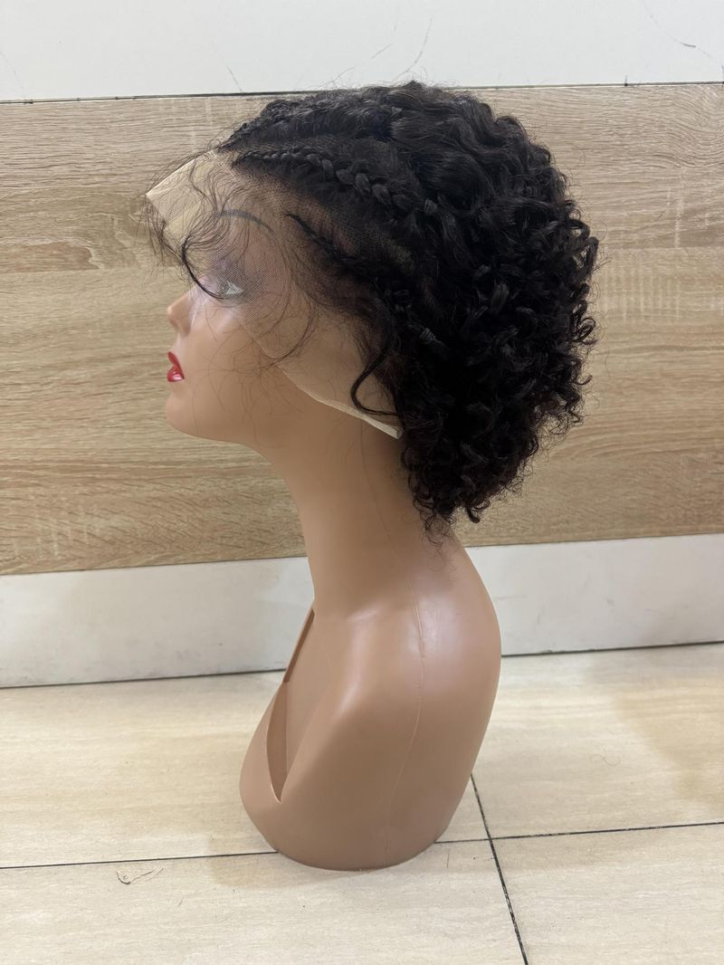 Flätad lockig peruk 100% människohår 8 tum_voghion.com