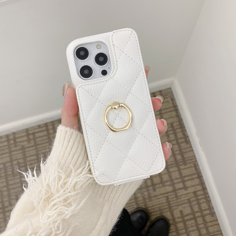 Mobile phone case Suitable for iPhone15 mobile phone case Apple 14pro max rhombus card ring buckle bracket mobile phone case 13 women_voghion.com