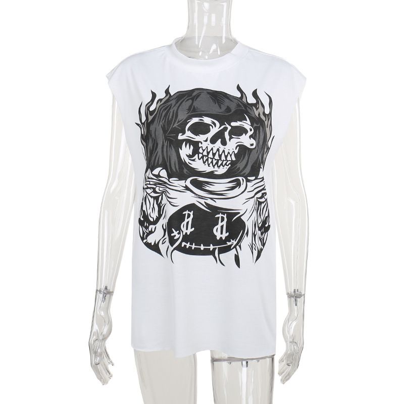 Women's Clothing style street fashion printed vest T-shirt_voghion.com