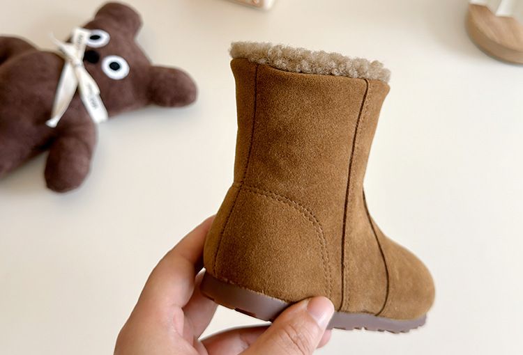 Retro Boots For Girls Winter New Korean Style Plus Velvet Warm Cotton Shoes Flat Bottom Thick Non Slip Mid Calf Boots_voghion.com