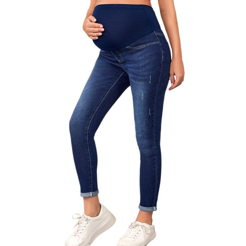 Maternity Jeans With High Waist, Belly Support, And Hip Lift; Best-selling Elastic Maternity Denim Trousers._voghion.com