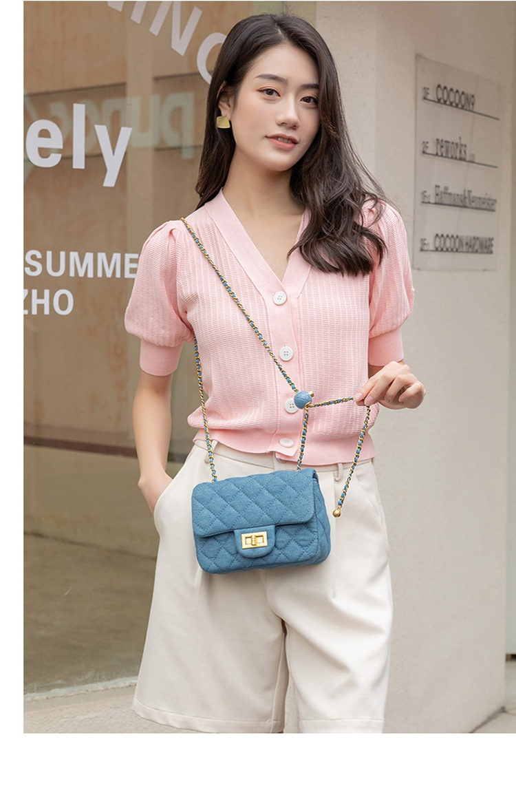 Shoulder Bags High-quality Textured Niche Design Canvas Bags Rhombic Chain Denim Messenger Bags High-end Women's Bags_voghion.com