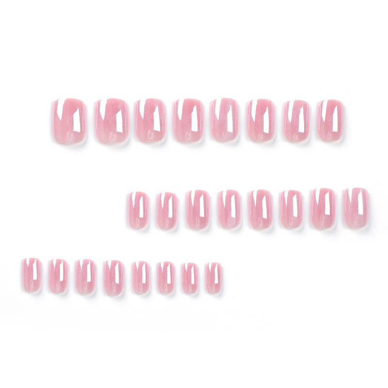 Einfacher und einfarbiger tragbarer Nagellack, abnehmbare kurze quadratische künstliche Nagelflicken, aufklebbare Nägel_voghion.com