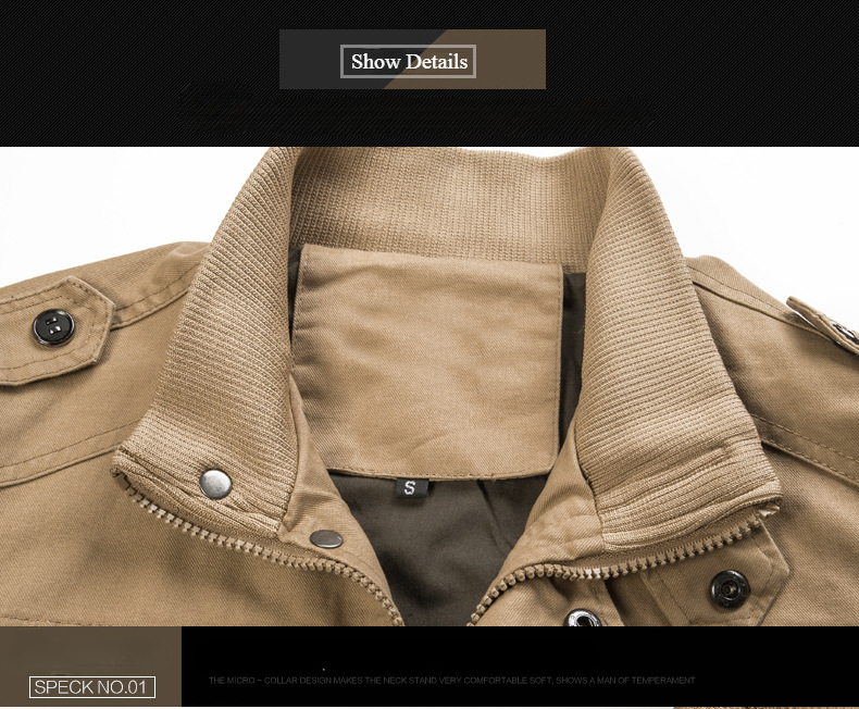 Veste pour hommes printemps et automne décontracté coton militaire vêtements de travail multi-poches manteau d'hiver en plein air bomber veste vêtements pour hommes_voghion.com