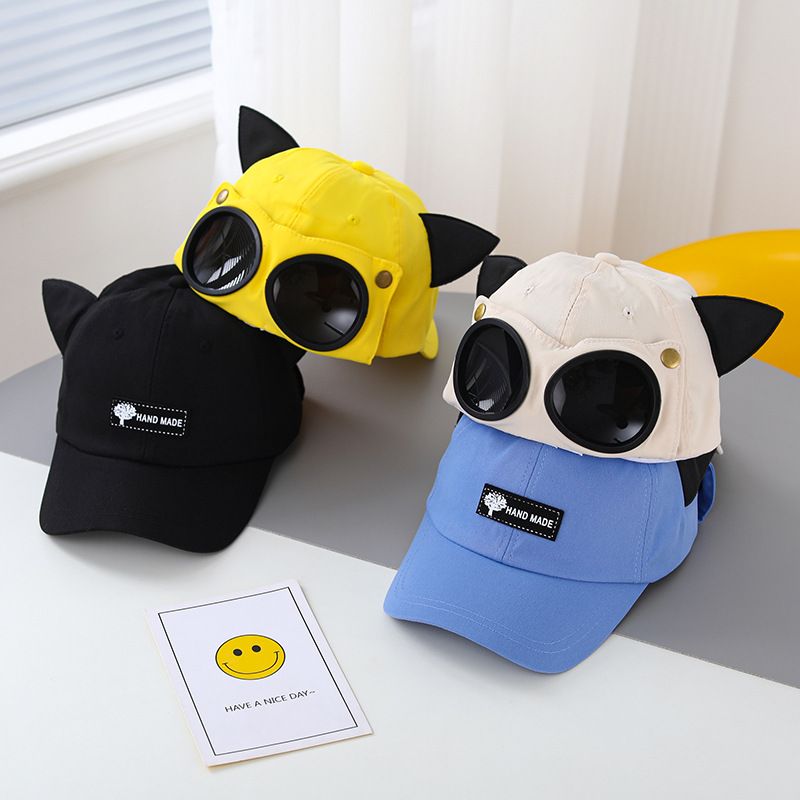 Orecchie di gatto carine (pane a forma di orecchio di gatto al vapore) occhiali da pilota berretto uomo e donna strada hip-hop moda divertente due indossare_voghion.com