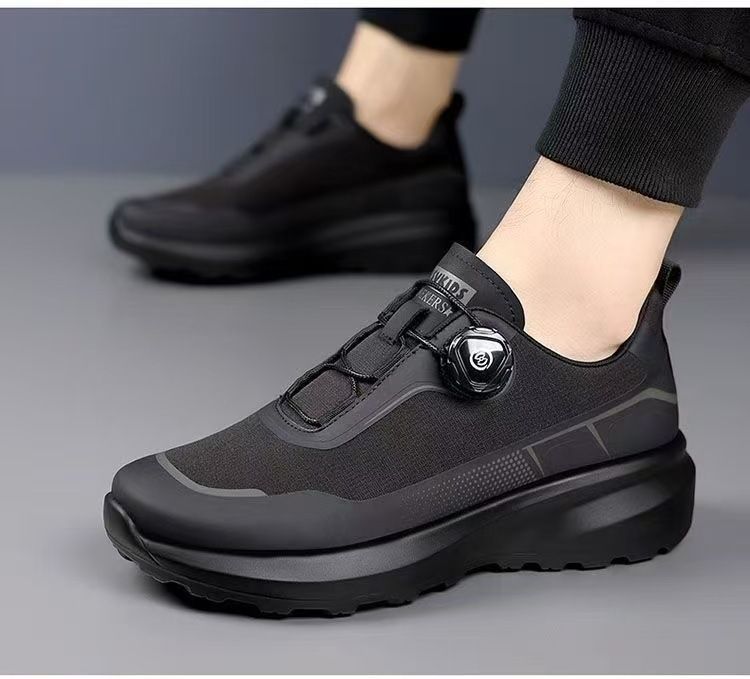 New Rotating Button Men's Casual Black Commuting Thick Bottom Non-Slip Outdoor Sports Shoes Men_voghion.com