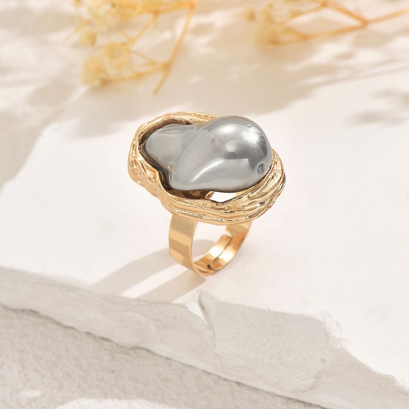 2025 New Geometric Baroque Pearl Ring For Women Artificial Pearl Open Ring_voghion.com