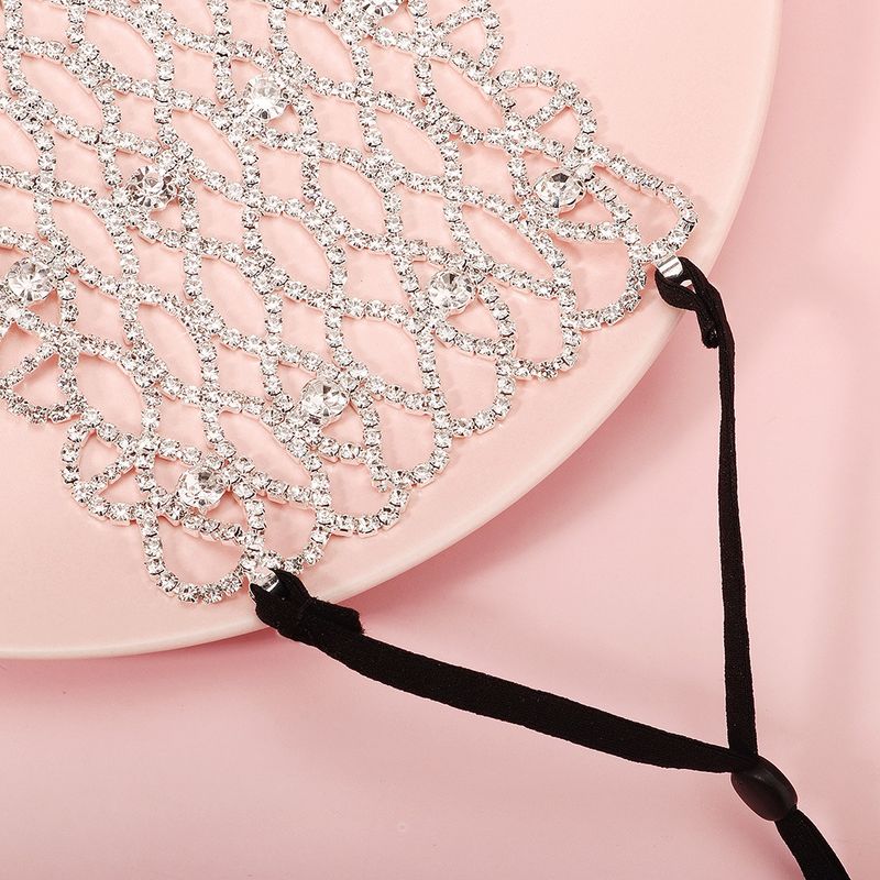 Masque facial tendance en maille creuse décorative avec strass pour discothèque, fête, célébrité sur Internet_voghion.com