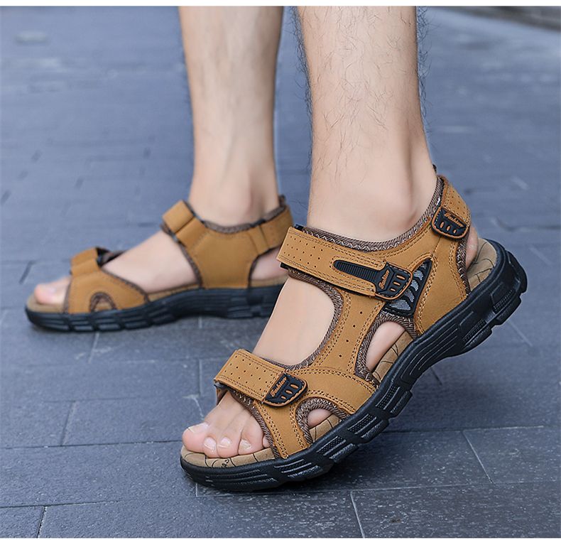 Echt Lieder Männer Sandalen Summer Fräizäit Männer Schong Héichqualitativ mëll Casual Sandalen fir Männer Strand Wanderschong Gréisst 46_voghion.com